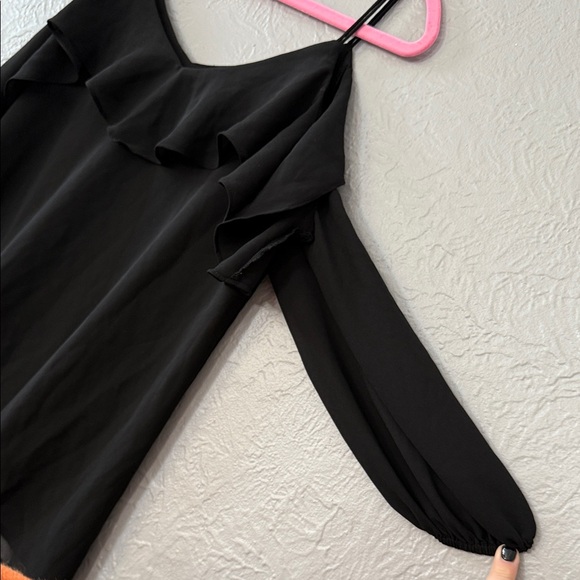 Doe & Rae Black Ruffle Blouse - Picture 2 of 4